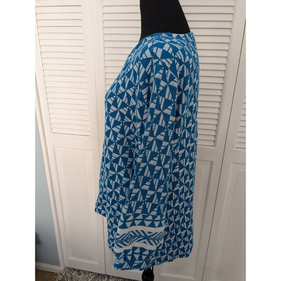 Soft Surroundings Narah Top Women's sz L Geometric Print 3/4 Sleeve Retro V-Neck - Picture 6 of 10